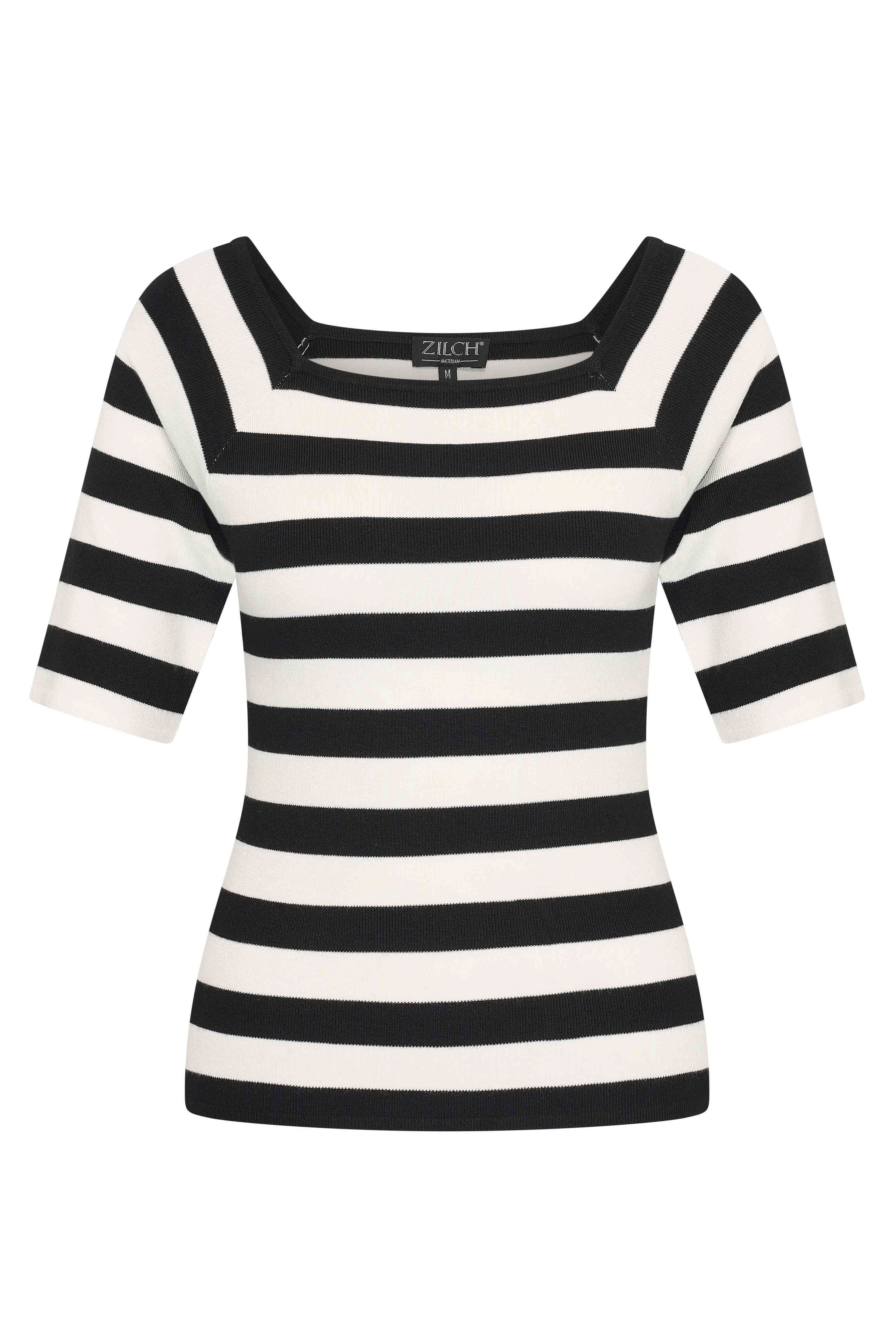 Zilch Bambus Top Trekvartærmer Stripe Black #farve_stripe-black