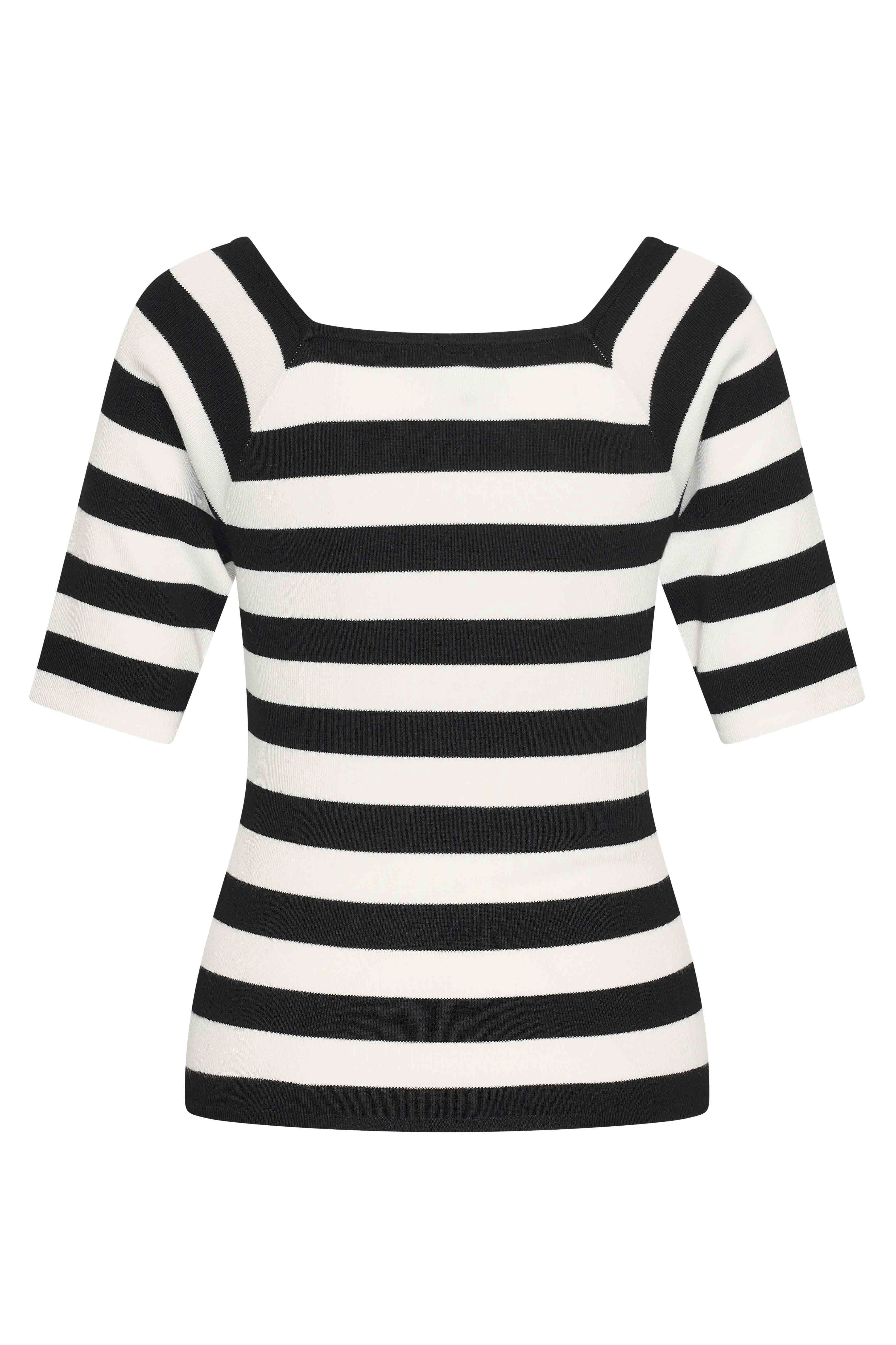 Zilch Bambus Top Trekvartærmer Stripe Black #farve_stripe-black