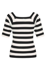 Zilch Bambus Top Trekvartærmer Stripe Black #farve_stripe-black