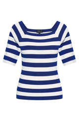 Zilch Bambus Top Trekvartærmer Stripe Royal Blue #farve_stripe-royal-blue