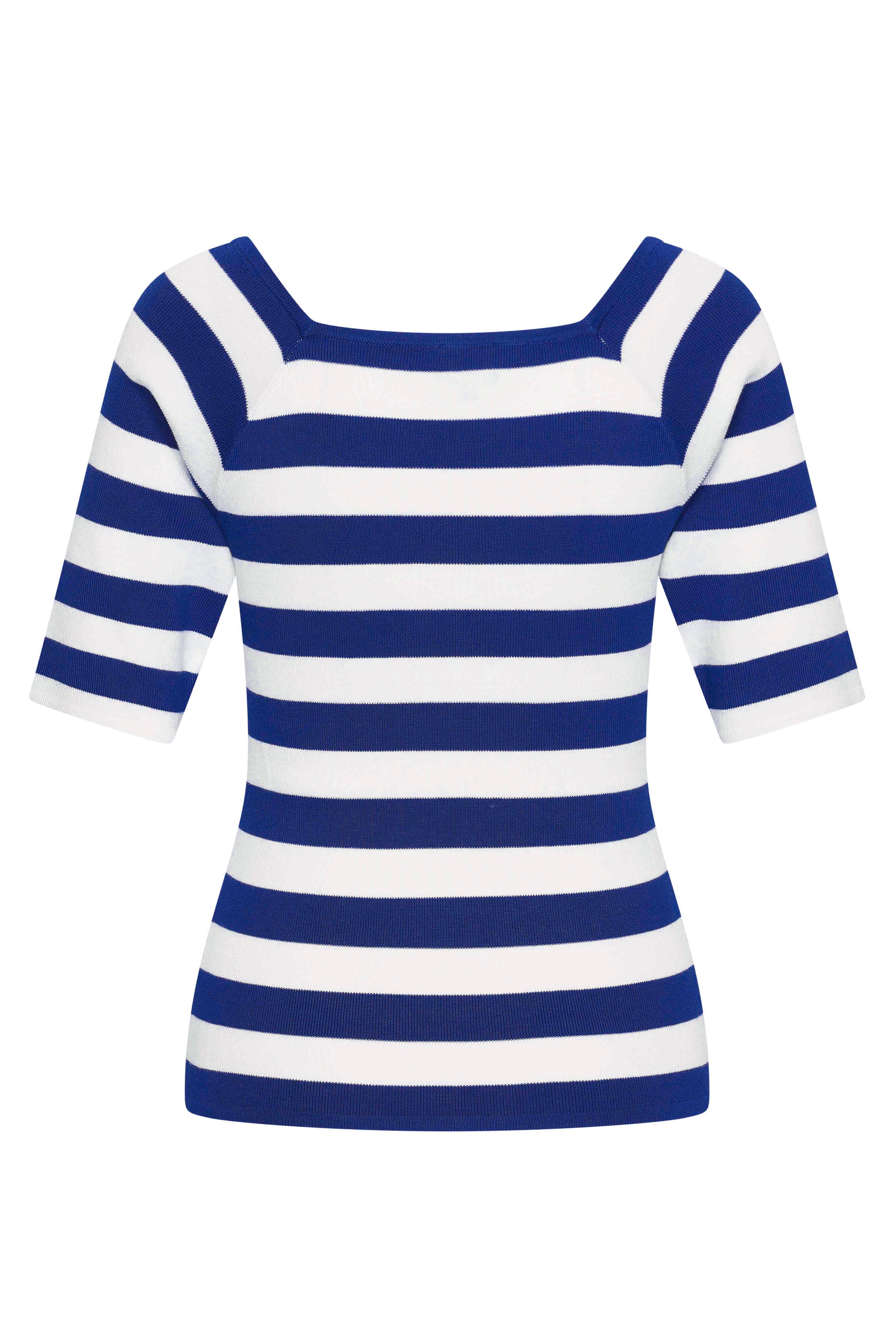 Zilch Bambus Top Trekvartærmer Stripe Royal Blue #farve_stripe-royal-blue
