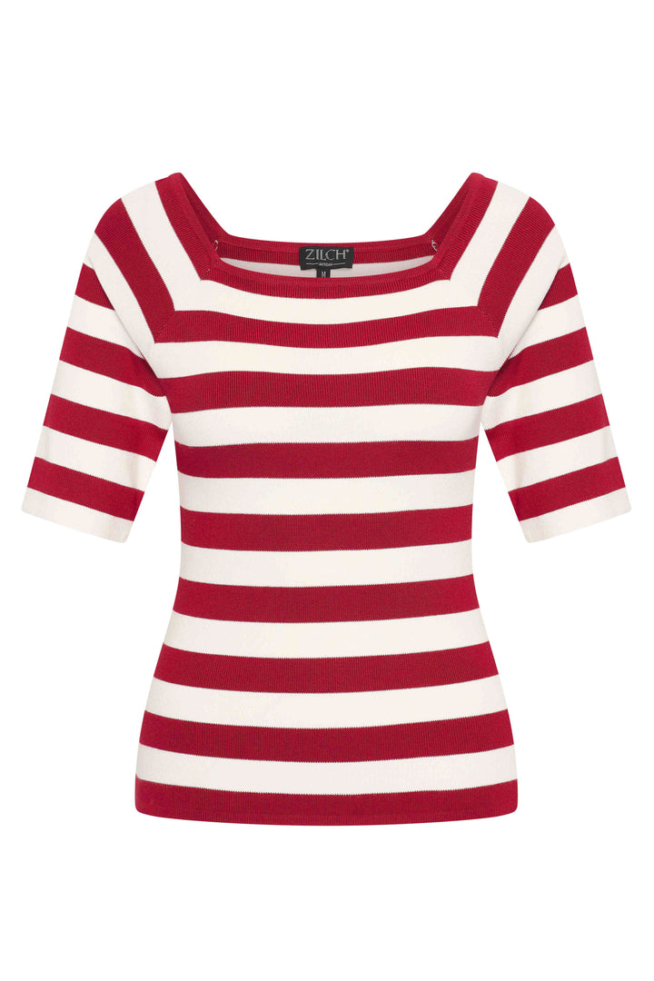 Zilch Bambus Top Trekvartærmer Stripe Ruby #farve_stripe-ruby