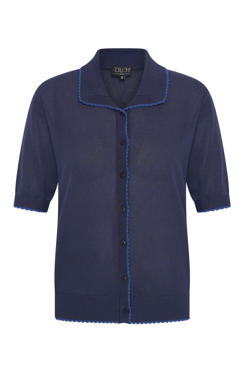 Zilch Cardigan Shortsleeve Navy #farve_navy