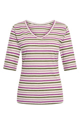 Zilch Vendbar Hør T-shirt Stripe Army #farve_stripe-army