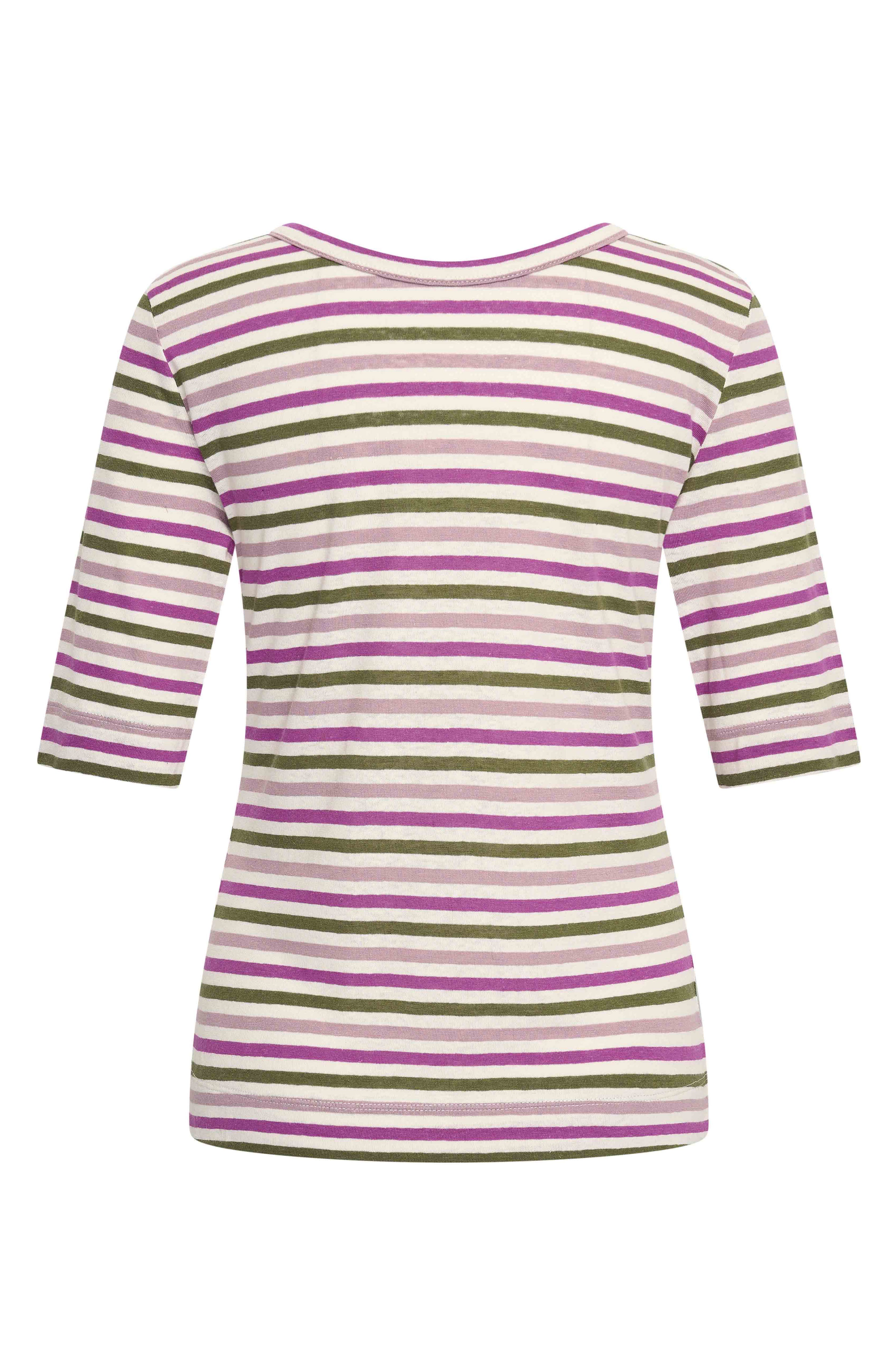 Zilch Vendbar Hør T-shirt Stripe Army #farve_stripe-army
