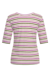 Zilch Vendbar Hør T-shirt Stripe Army #farve_stripe-army
