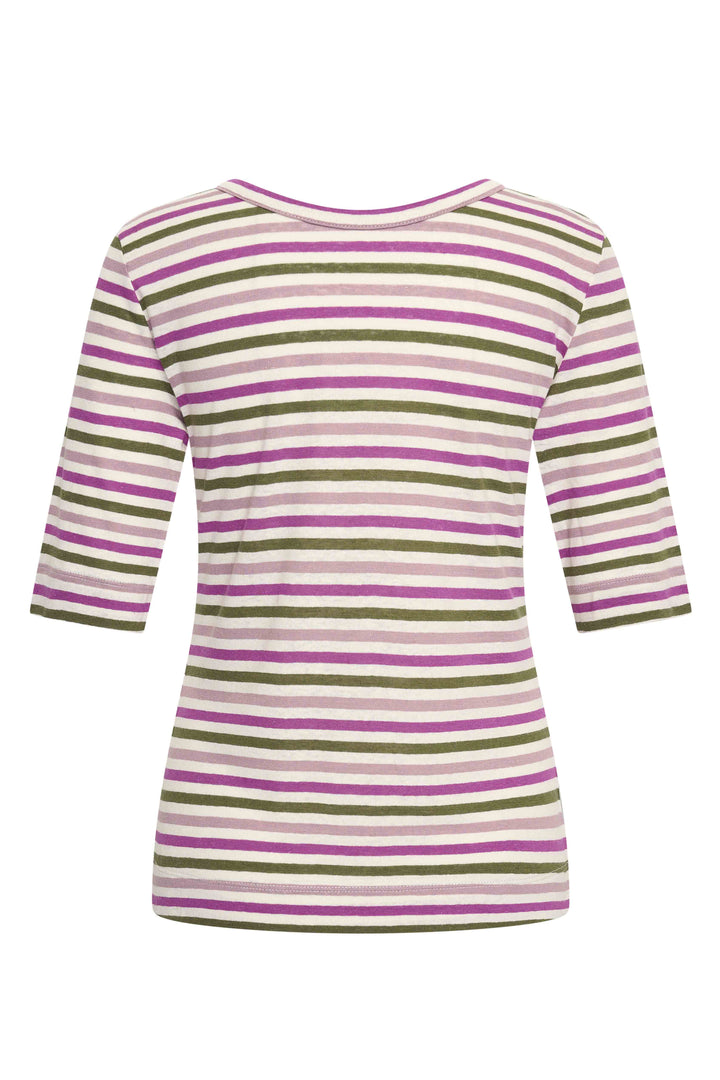 Zilch Vendbar Hør T-shirt Stripe Army #farve_stripe-army
