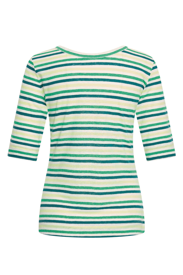 Zilch Vendbar Hør T-shirt Stripe Bright Green #farve_stripe-bright-green