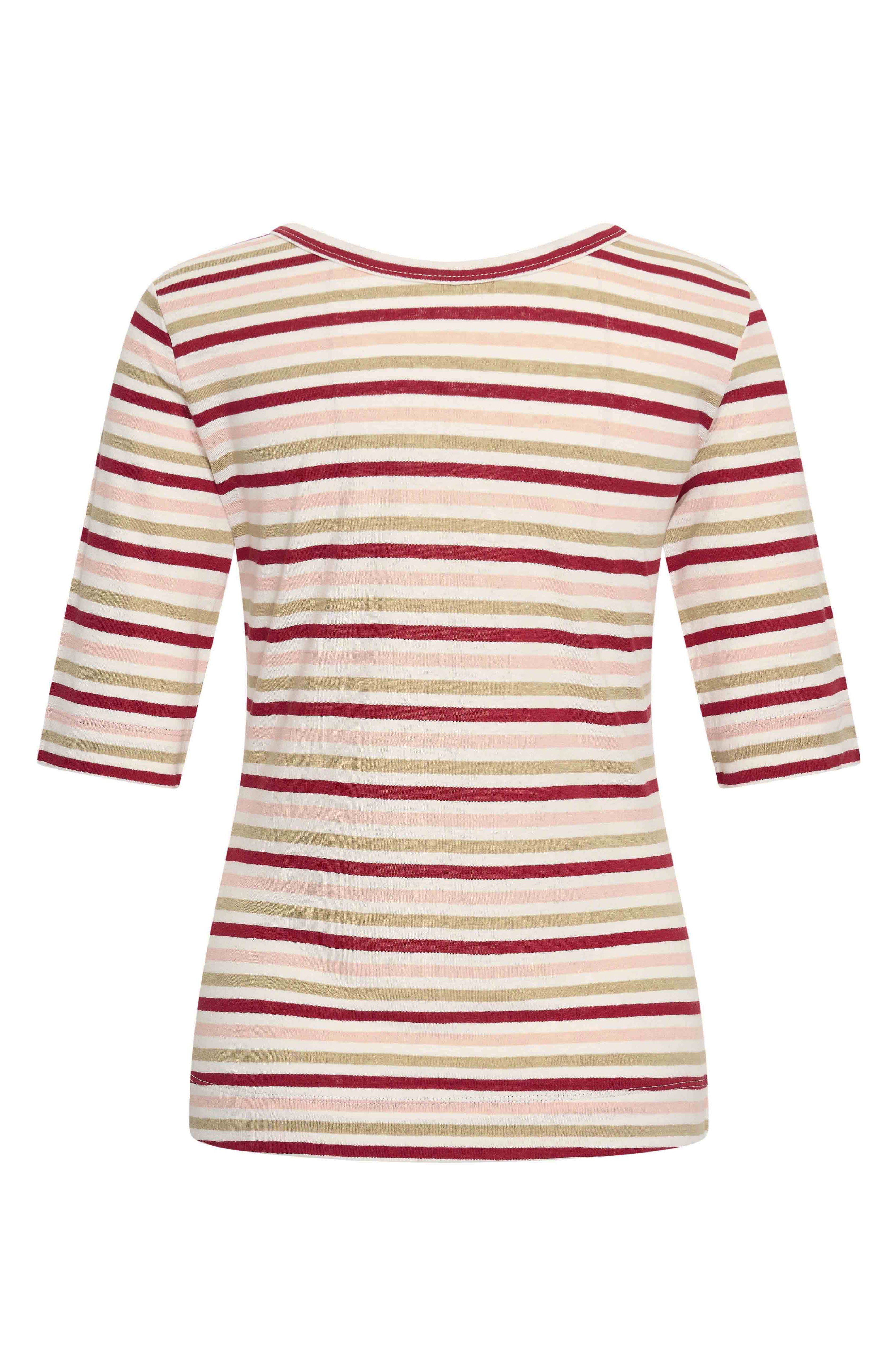 Zilch Vendbar Hør T-shirt Stripe Ruby #farve_stripe-ruby-red