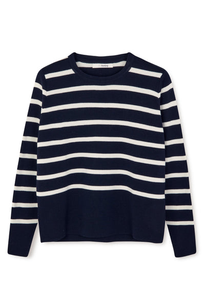 Sibin Linnebjerg Eloise Sweater #farve_navy-off-white