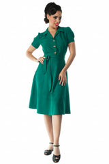 Pretty Retro Shirt Dress - Green