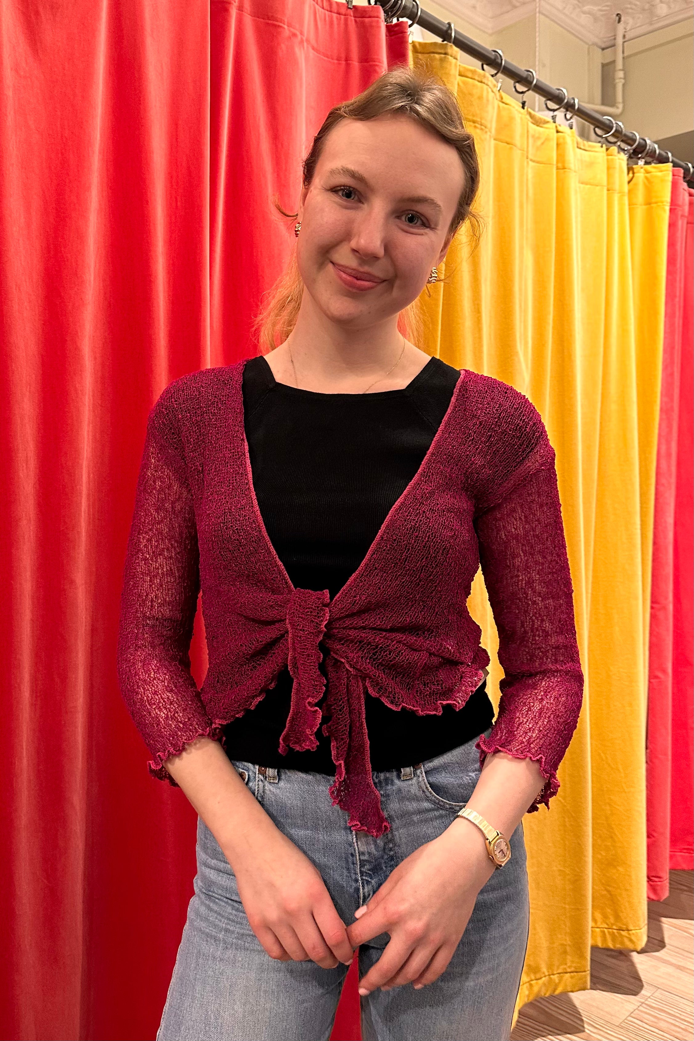 Sophies Ensfarvet bolero Dark Cerise #farve_dark-cerise