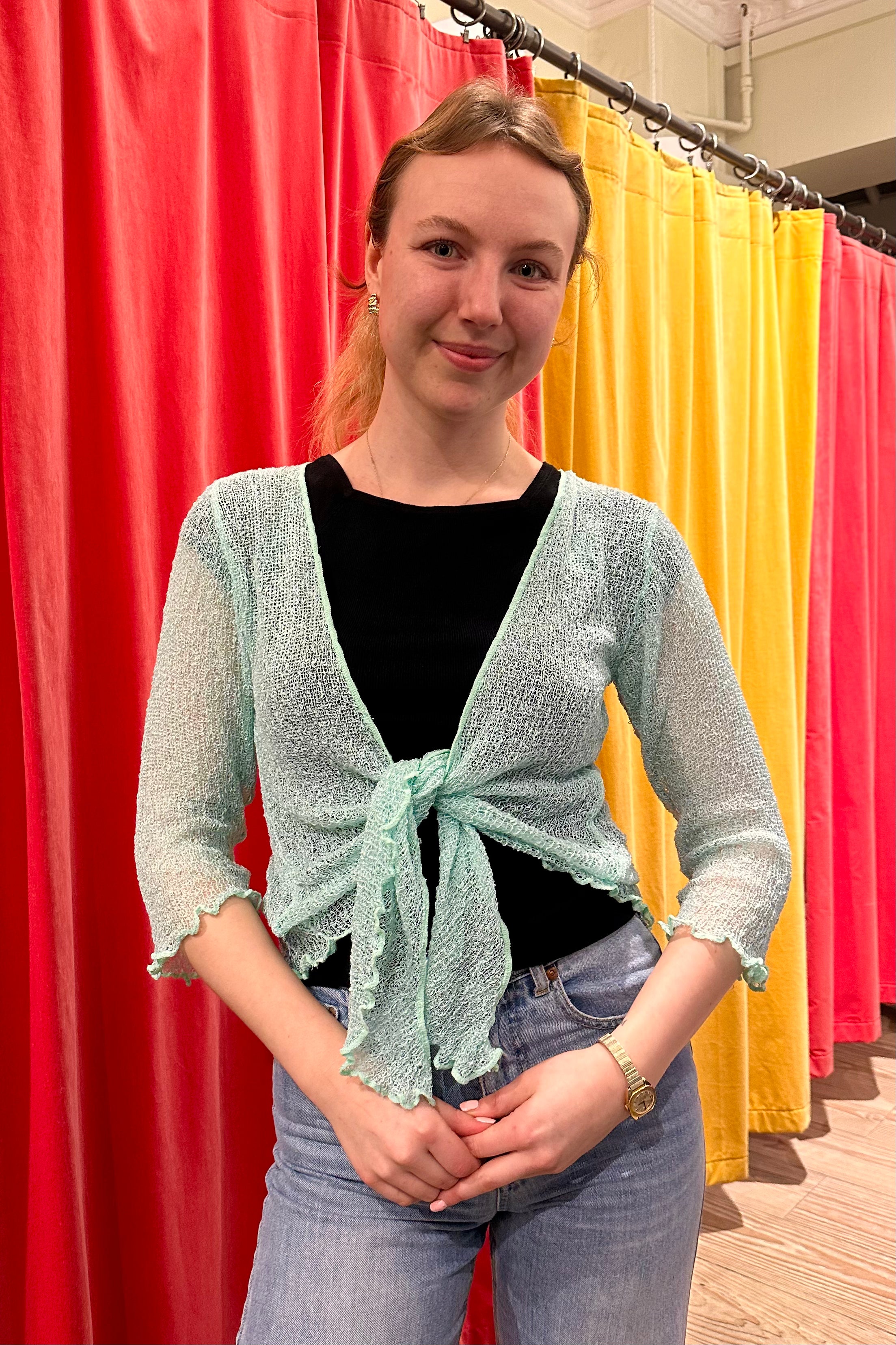 Sophies Ensfarvet bolero baby blå 