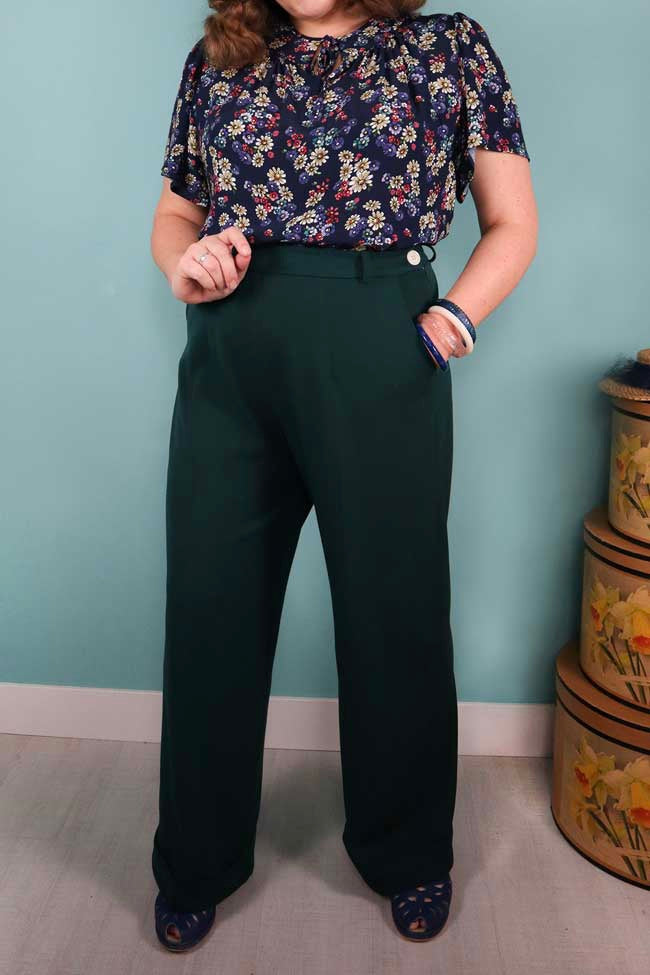Weekend Doll High Waist Wide Leg Trousers #farve_bottle-green