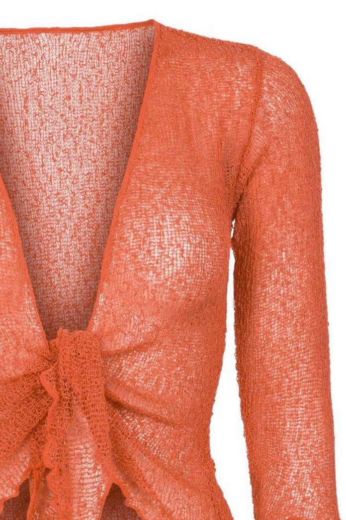 Sophies Ensfarvet bolero Peach Orange #farve_peach-orange