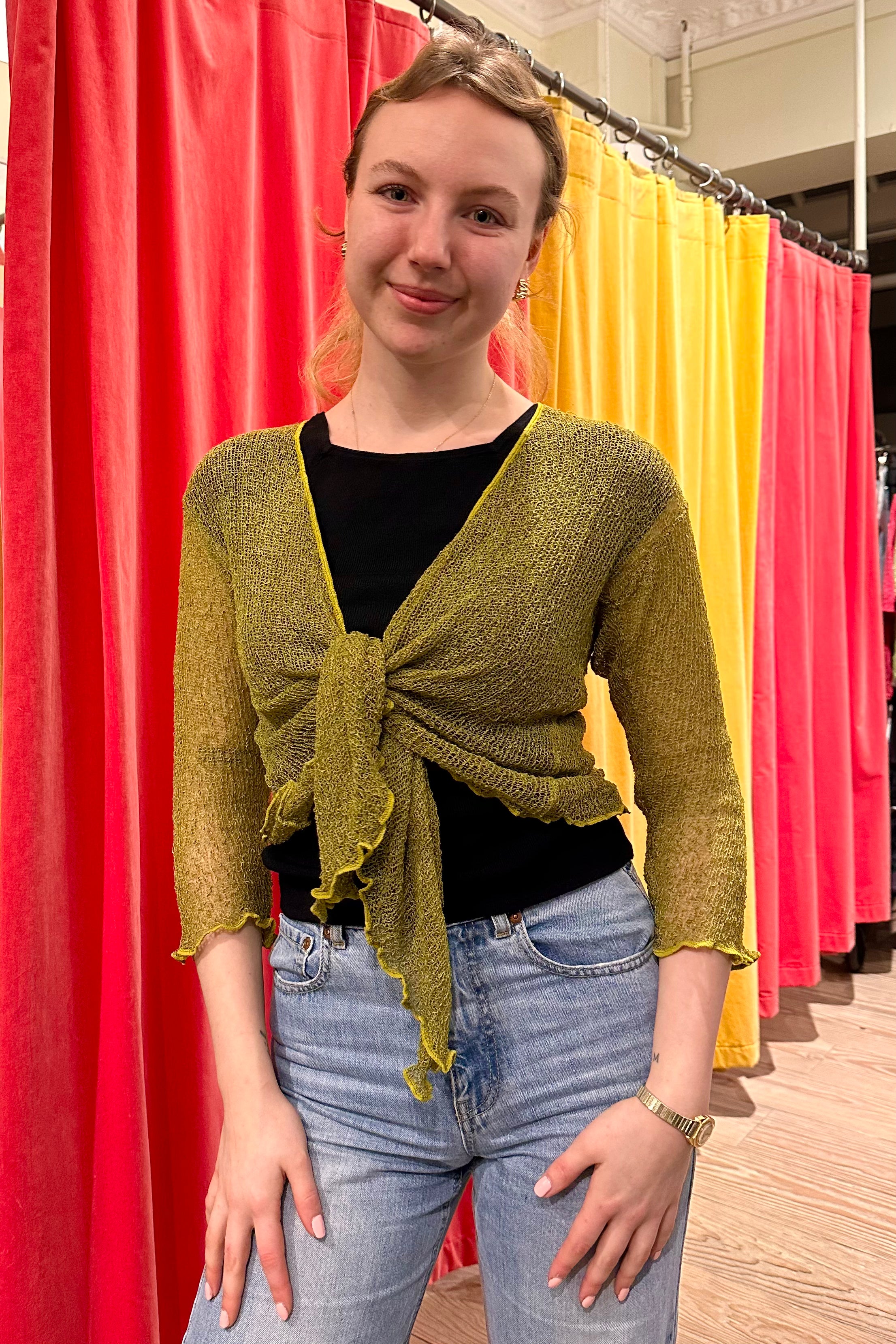 Sophies Ensfarvet bolero Kiwi Grøn #farve_kiwi