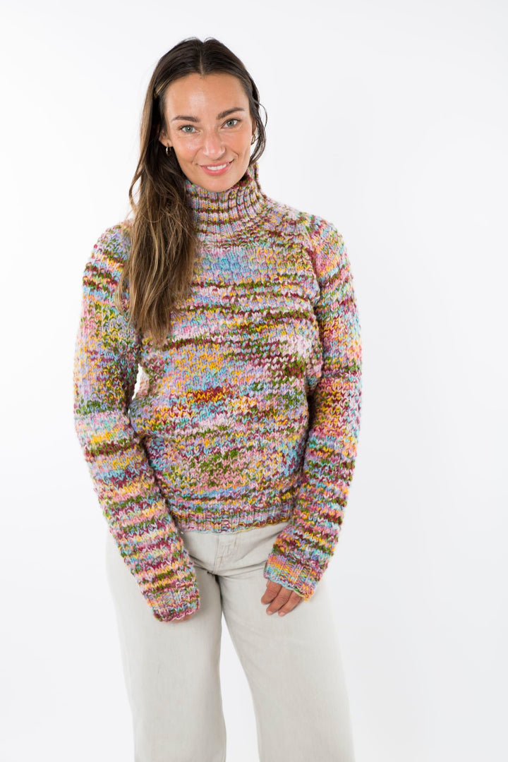 Fuza Wool Butterfly Sweater High Neck - Multi