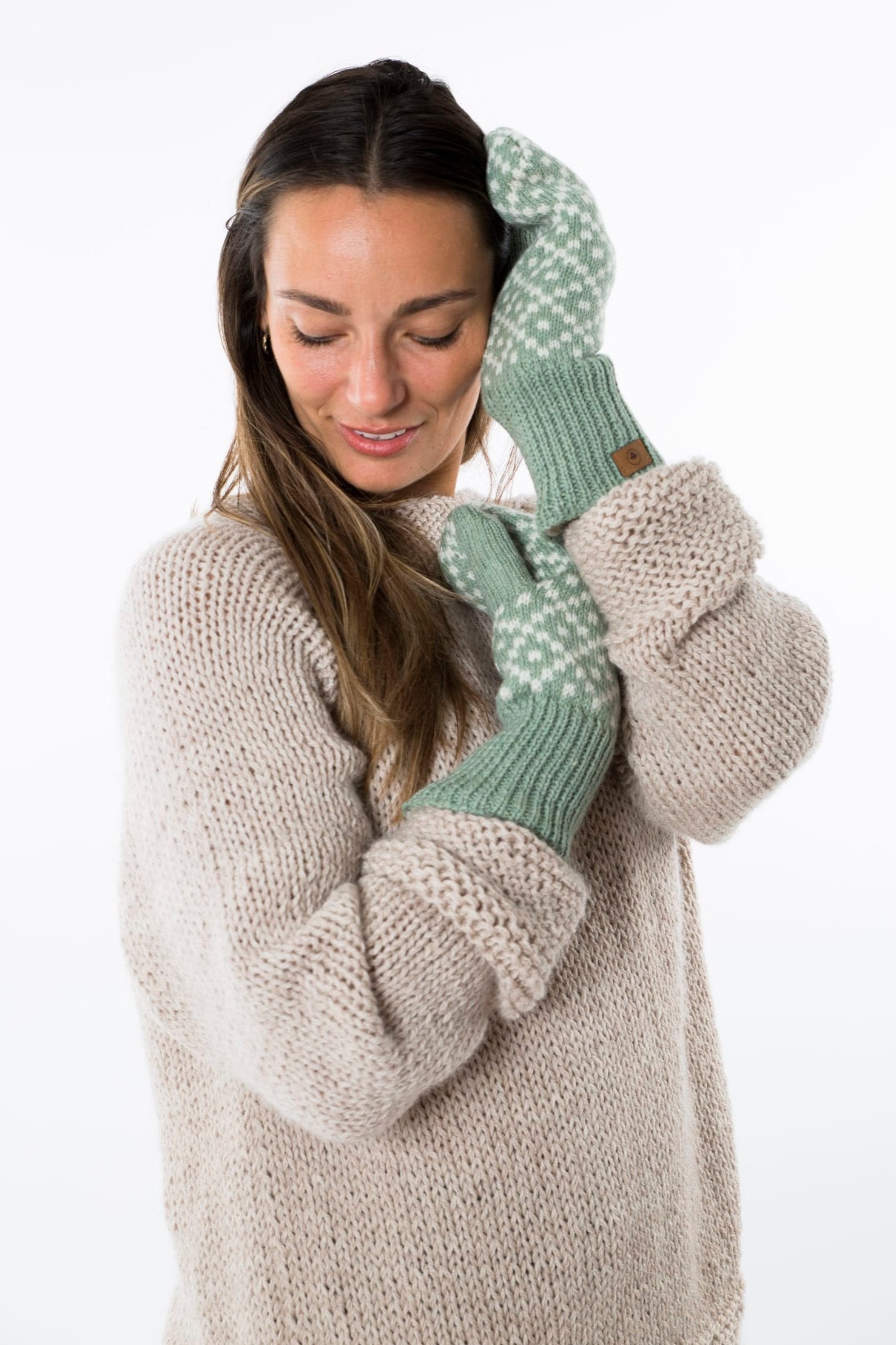 Fuza Wool Tinka Mittens #farve_sage