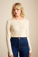King Louie Cardigan Roundneck Cocoon - Cream Sophies.dk #farve_cream