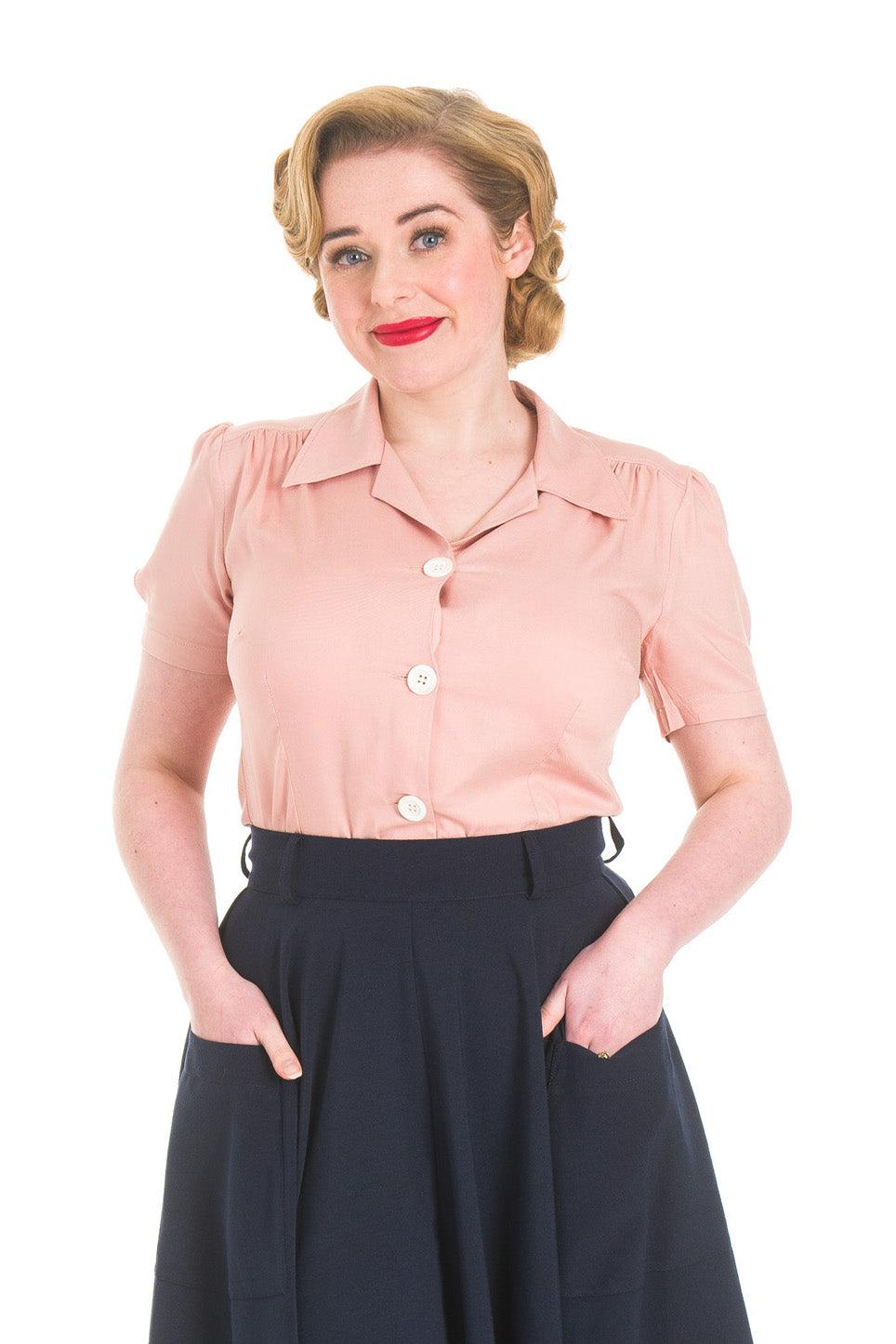 Pretty Retro 40's Blouse - Blush Pink-Pretty Retro-Sophies.dk