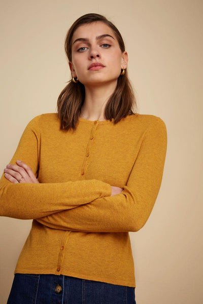 King Louie Cardigan Roundneck Cocoon - Honey Yellow Sophies.dk #farve_honey-yellow