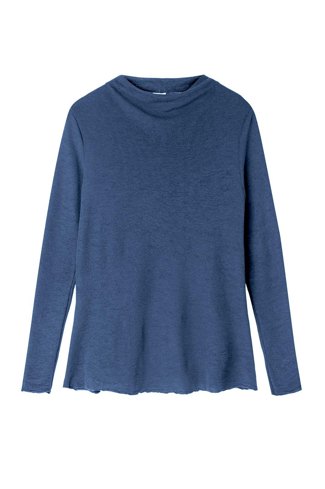 Blusbar Shirt A-line Drapped Neckline #farve_indigo-melange