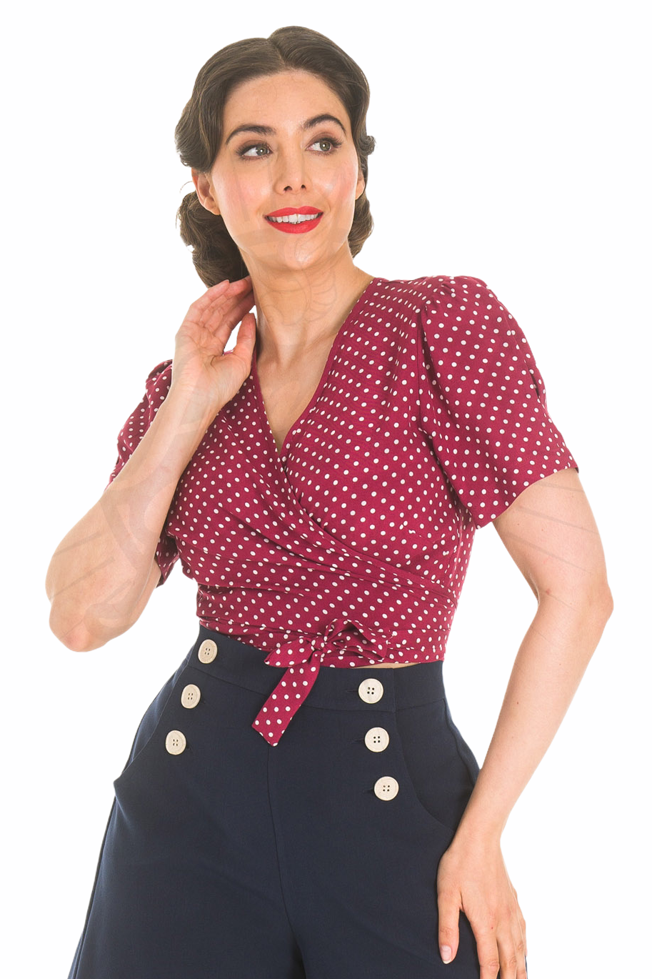 Pretty Retro Wrap Top - Wine-Pretty Retro-Sophies.dk