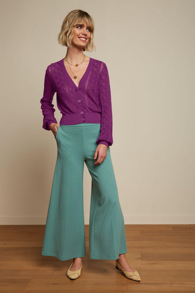 King Louie Border Palazzo Pants Milano Crepe-Dusty-Turquoise  #farve_dusty-turquoise