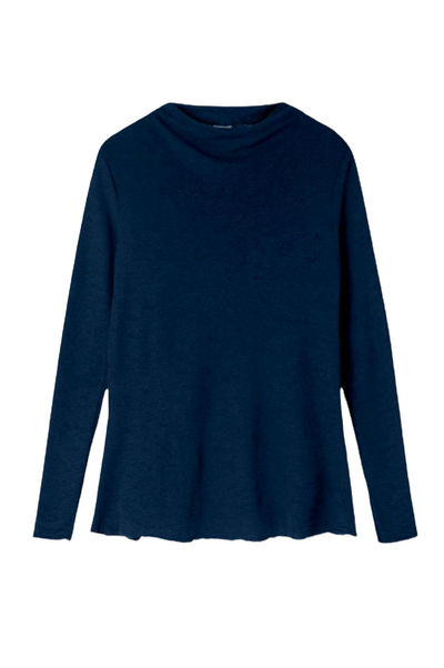 Blusbar Shirt A-line Drapped Neckline #farve_navy-blue