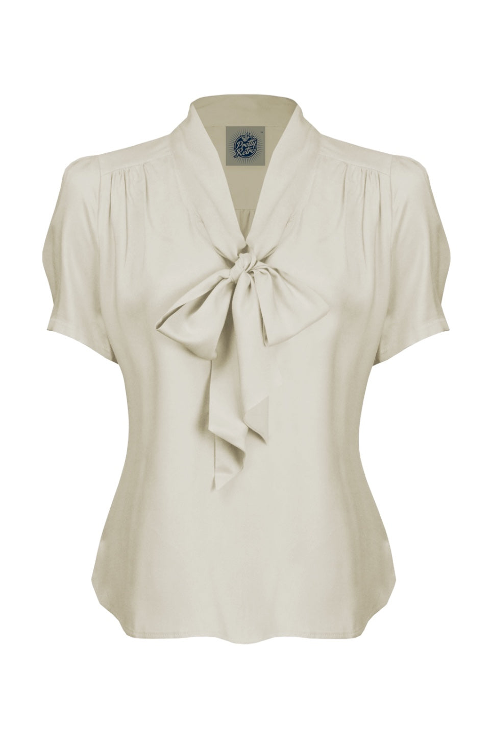 Pretty Retro Pussy Bow Blouse Ivory - Sophies.dk #farve_ivory