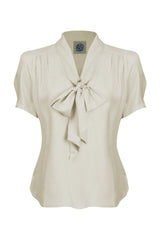 Pretty Retro Pussy Bow Blouse Ivory - Sophies.dk #farve_ivory