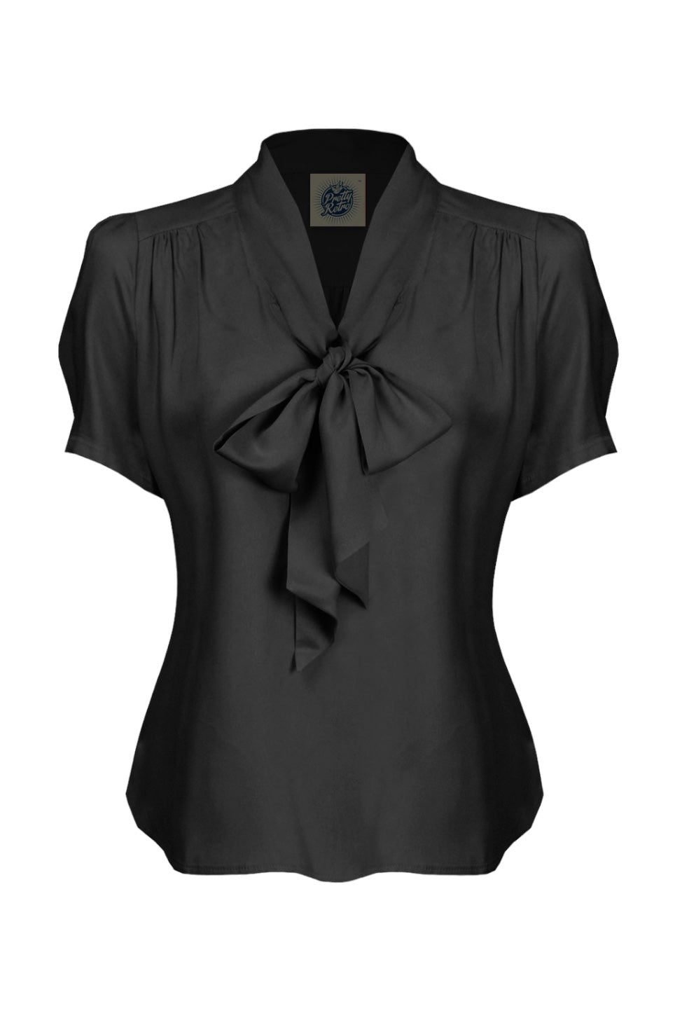 Pretty Retro Pussy Bow Blouse Black - Sophies.dk #farve_black