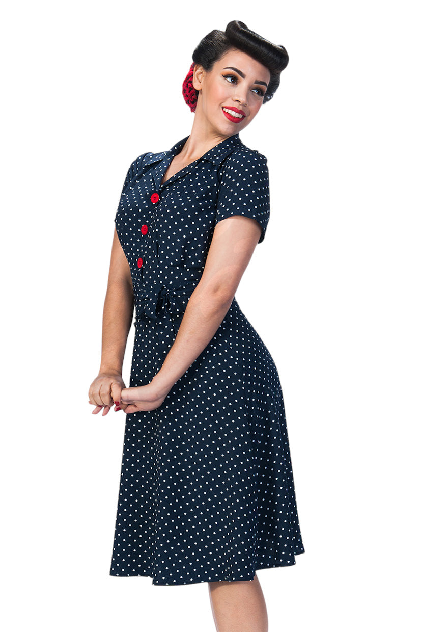 Pretty Retro Shirt Dress Polka Dot - Navy #farve_navy