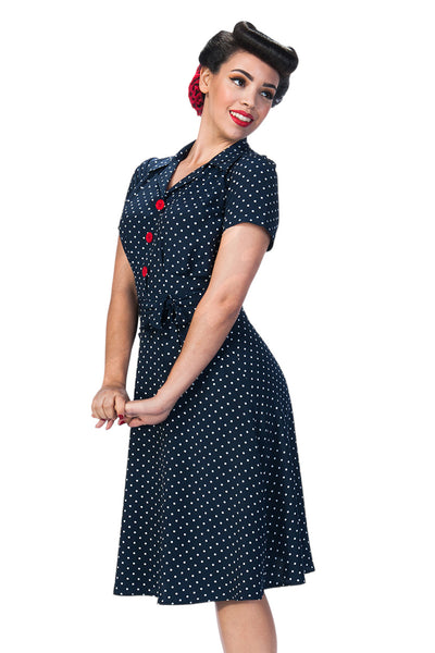 Pretty Retro Shirt Dress Polka Dot - Navy #farve_navy