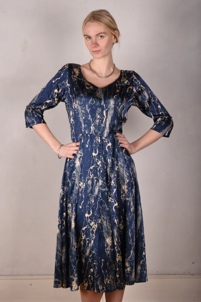 Tone Barker Jane Dress Blue Marble-Tone Barker-Sophies.dk