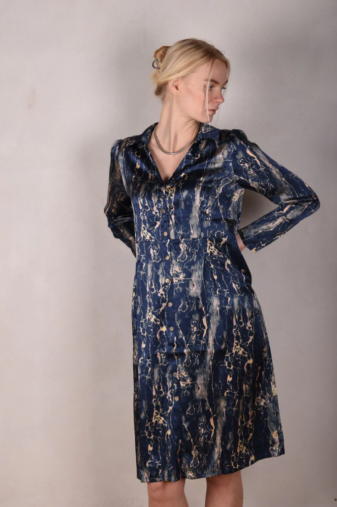 Tone Barker Hen-stretch Dress Blue Marble-Tone Barker-Sophies.dk