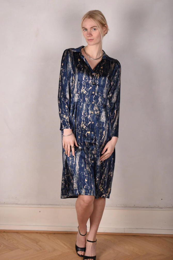 Tone Barker Hen-stretch Dress Blue Marble-Tone Barker-Sophies.dk