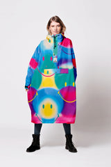 Rainkiss x Smiley Rain Poncho - Rainbow Art