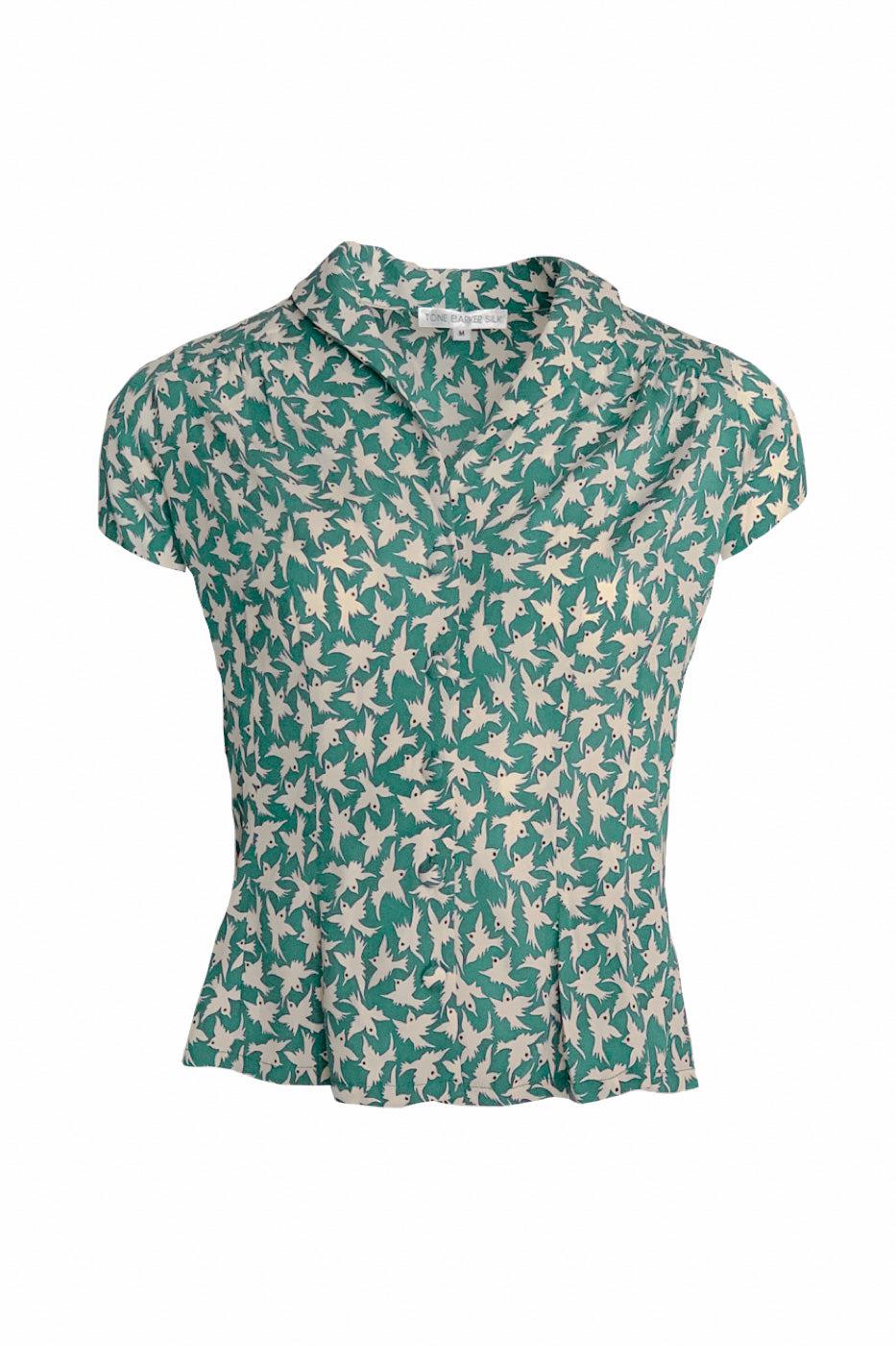 Tone Barker Sif Bluse Green Bird-Tone Barker-Sophies.dk