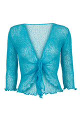 Sophies Ensfarvet Bolero #farve_turquise