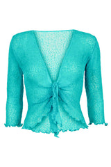 Sophies Ensfarvet Bolero #farve_aqua