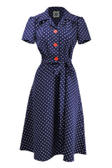 Pretty Retro Shirt Dress Polka Dot - Navy #farve_navy