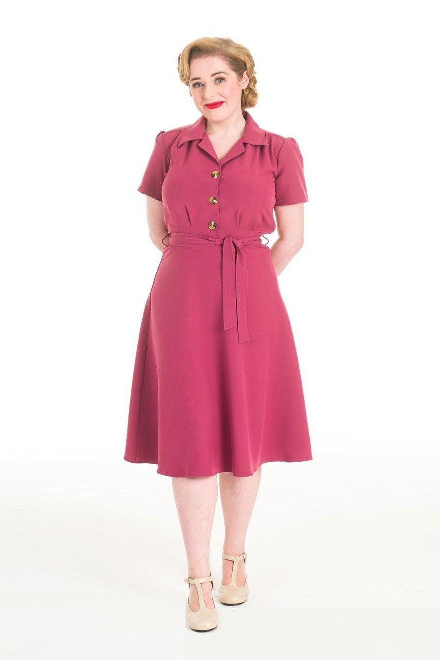 Pretty Retro Shirt Dress - Dark Rose-Pretty Retro-Sophies.dk