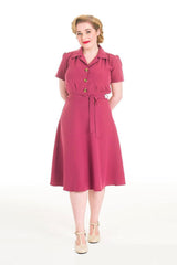 Pretty Retro Shirt Dress - Dark Rose-Pretty Retro-Sophies.dk