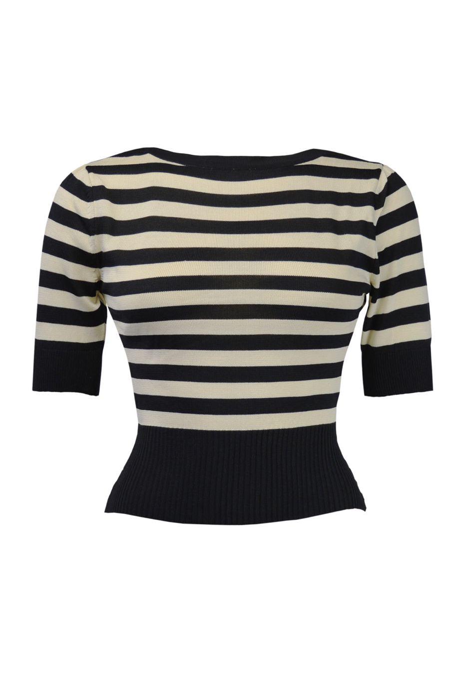 Pretty Retro Bateau Sweater - Black Stripe-Pretty Retro-Sophies.dk