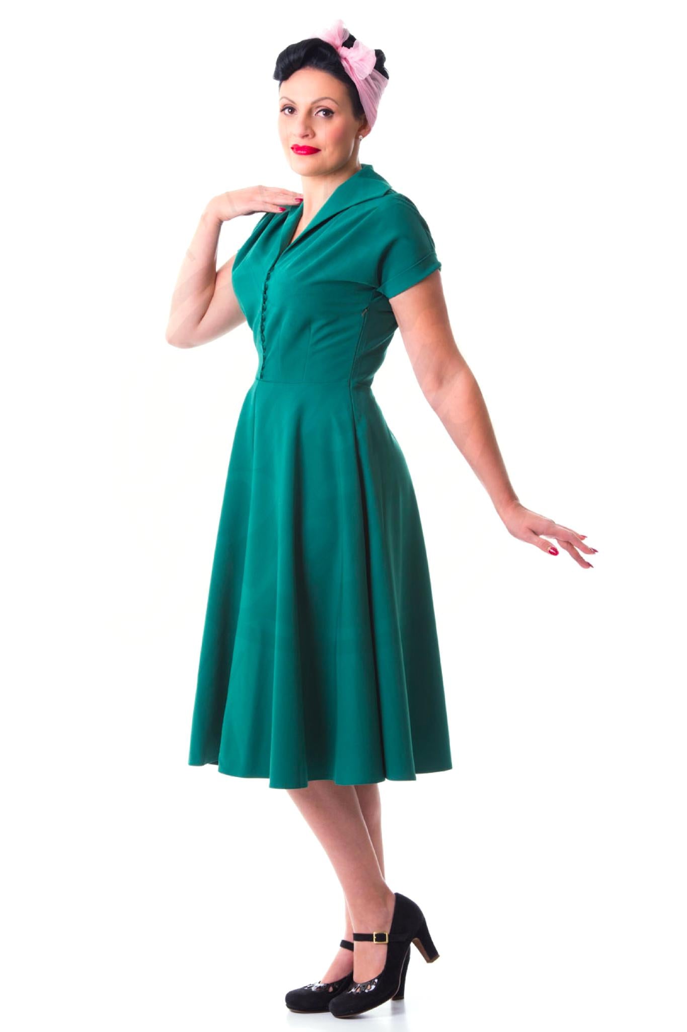 Pretty Retro Hostess Dress - Green-Pretty Retro-Sophies.dk