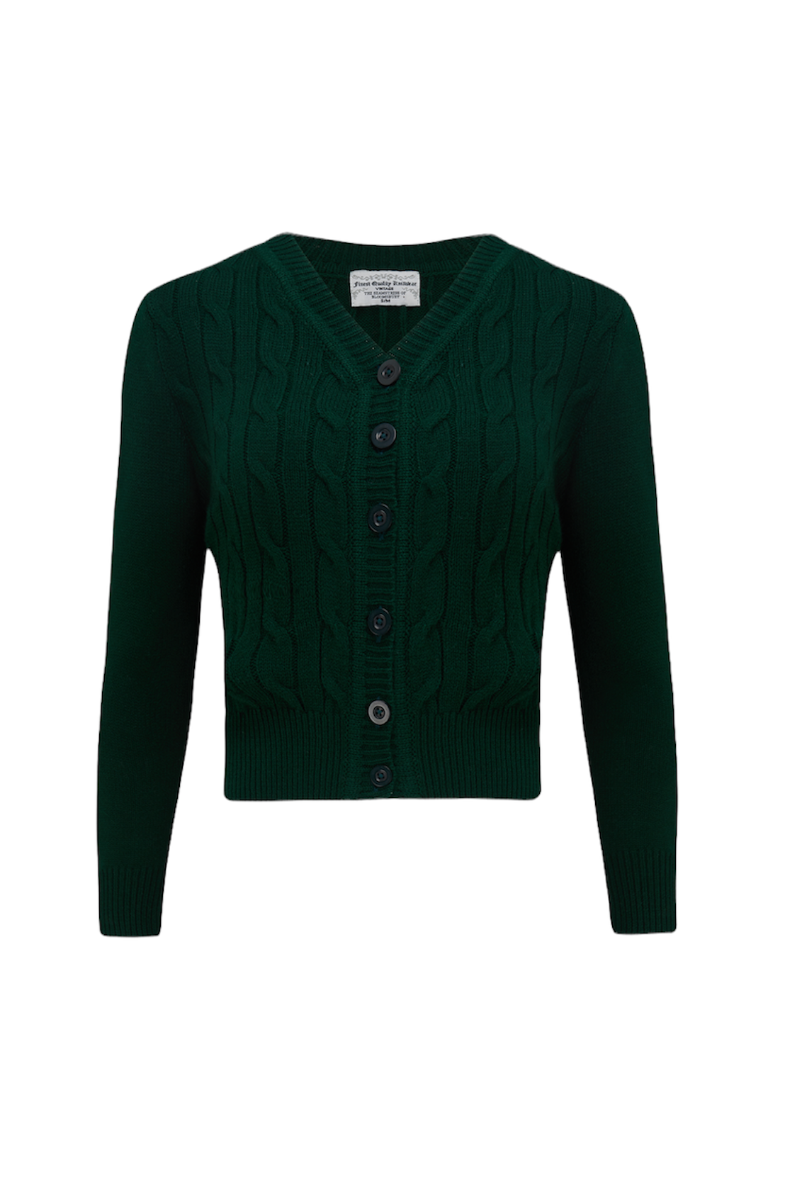 The Seamstress of Bloomsbury Cable Knit Cardigan - Green-The Seamstress of Bloomsbury-Sophies.dk