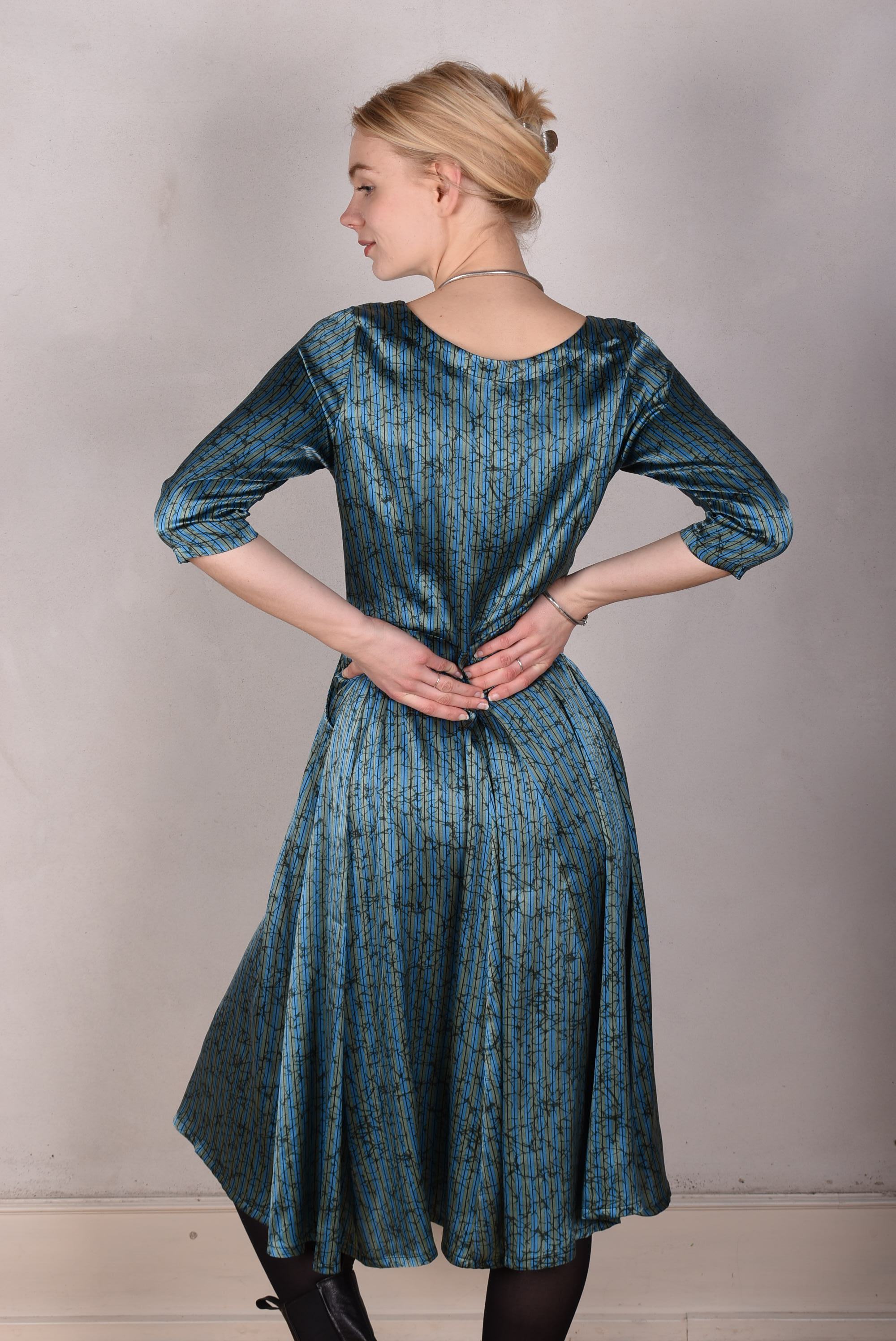 Tone Barker Jane Kjole Green Stripe-Tone Barker-Sophies.dk