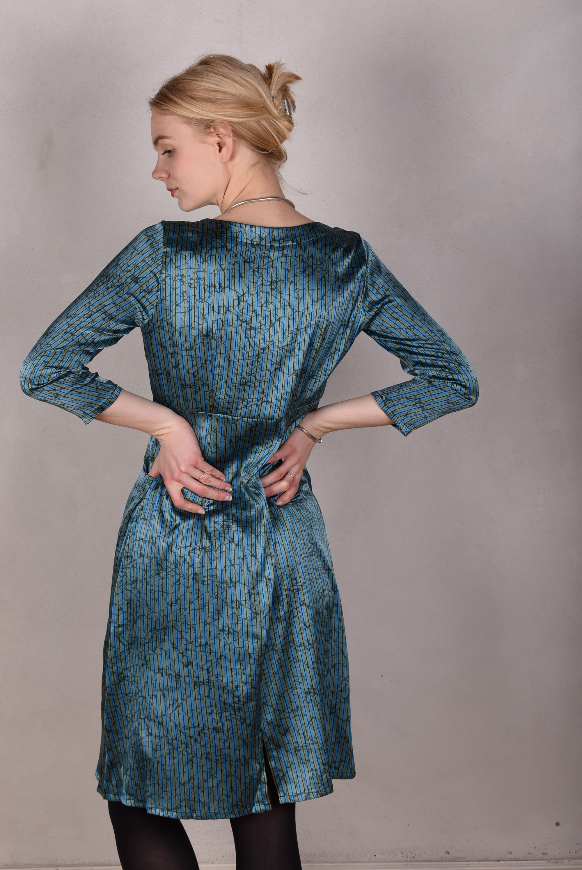 Tone Barker Marinova Kjole Green Stripe-Tone Barker-Sophies.dk